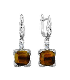 Серебряные серьги с тигровым глазом – Mirserebra925.ru