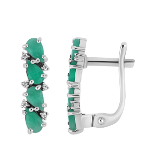Серебряные серьги с изумрудом – Mirserebra925.ru
