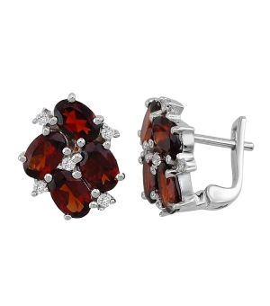 Серебряные серьги с гранатом – Mirserebra925.ru