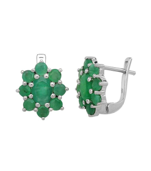 Серебряные серьги с изумрудом – Mirserebra925.ru
