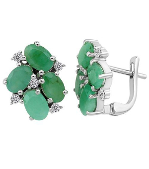 Серебряные серьги с изумрудом – Mirserebra925.ru