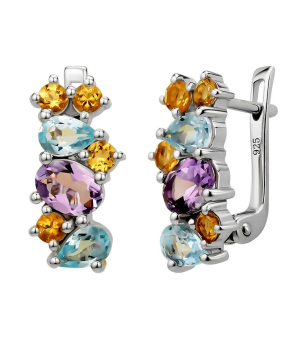 Серебряные серьги микс камней – Mirserebra925.ru