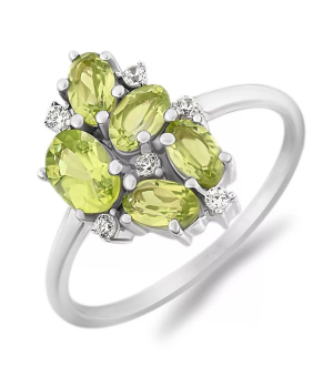 Серебряное кольцо с хризолитом – Mirserebra925.ru