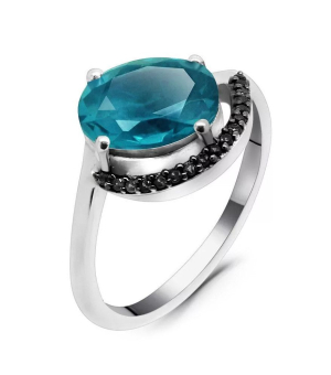 Серебряное кольцо с лондон топазом кварц ‒ Mirserebra925.ru