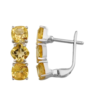 Серебряные серьги с цитрином – Mirserebra925.ru