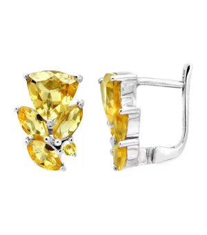 Серебряные серьги с цитрином – Mirserebra925.ru