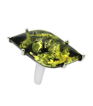 Серебряное кольцо с янтарем ‒ Mirserebra925.ru