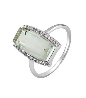 Серебряное кольцо с зеленым аметистом – Mirserebra925.ru