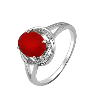 Серебряное кольцо с кораллом ‒ Mirserebra925.ru