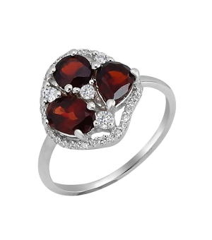 Серебряное кольцо с гранатом – Mirserebra925.ru