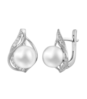 Серебряные серьги с жемчугом ‒ Mirserebra925.ru