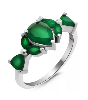 Серебряное кольцо с зеленым агатом ‒ Mirserebra925.ru