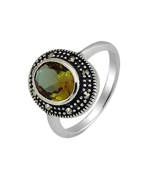 Серебряное кольцо с марказитом ‒ Mirserebra925.ru