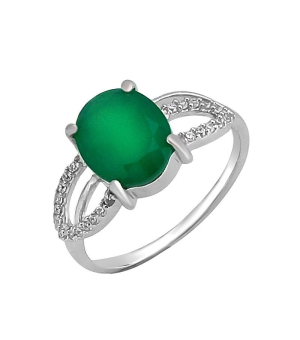 Серебряное кольцо с зеленым агатом ‒ Mirserebra925.ru