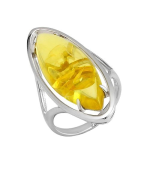 Серебряное кольцо с янтарем ‒ Mirserebra925.ru