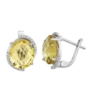 Серебряные серьги с лимонным топазом – Mirserebra925.ru