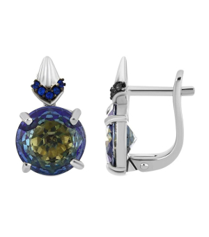 Серебряные серьги с мистик кварцем ‒ Mirserebra925.ru