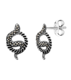 Серебряные серьги с марказитом ‒ Mirserebra925.ru