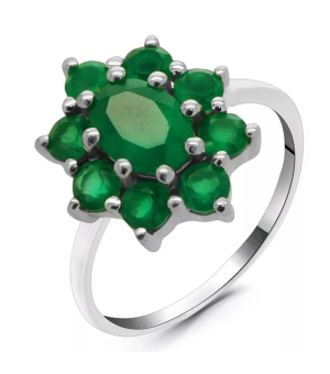 Серебряное кольцо с зеленым агатом ‒ Mirserebra925.ru