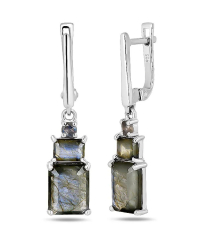 Серебряные серьги с лабрадоритом ‒ Mirserebra925.ru
