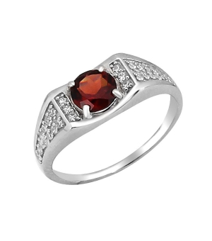 Серебряное кольцо с гранатом – Mirserebra925.ru