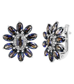 Серебряные серьги с мистик кварцем ‒ Mirserebra925.ru