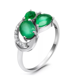 Серебряное кольцо с зеленым агатом ‒ Mirserebra925.ru