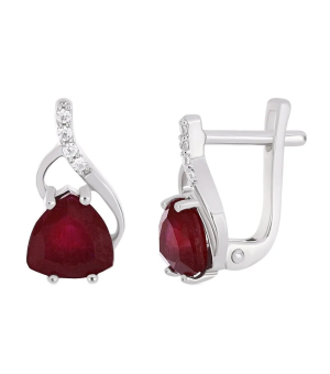 Серебряные серьги с рубином – Mirserebra925.ru