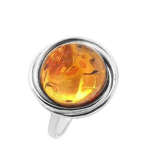 Серебряное кольцо с янтарем ‒ Mirserebra925.ru