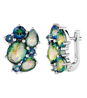 Серебряные серьги с мистик кварцем ‒ Mirserebra925.ru