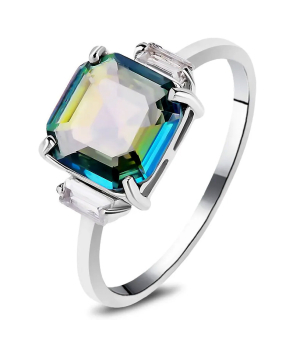 Серебряное кольцо с мистик кварцем ‒ Mirserebra925.ru