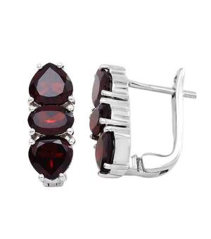 Серебряные серьги с гранатом – Mirserebra925.ru