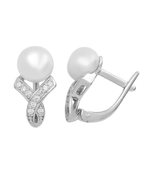 Серебряные серьги с жемчугом ‒ Mirserebra925.ru