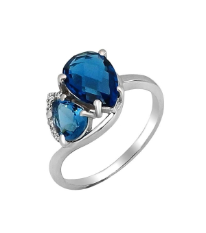 Серебряное кольцо с лондон топазом кварц ‒ Mirserebra925.ru