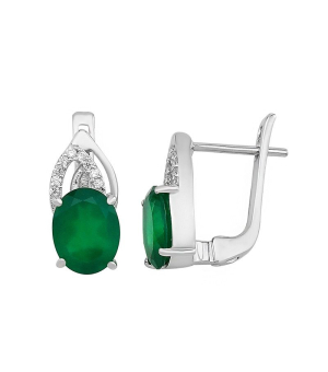 Серебряные серьги с зеленым агатом ‒ Mirserebra925.ru