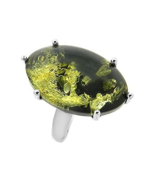 Серебряное кольцо с янтарем ‒ Mirserebra925.ru