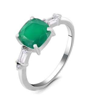 Серебряное кольцо с зеленым агатом ‒ Mirserebra925.ru