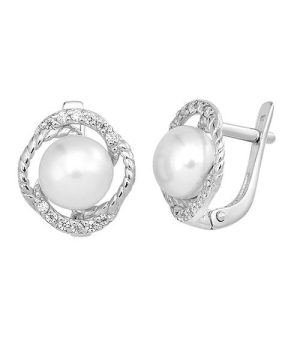 Серебряные серьги с жемчугом ‒ Mirserebra925.ru
