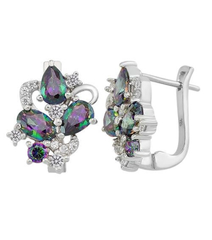 Серебряные серьги с мистик кварцем ‒ Mirserebra925.ru