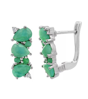 Серебряные серьги с изумрудом – Mirserebra925.ru