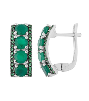 Серебряные серьги с зеленым агатом ‒ Mirserebra925.ru