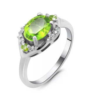 Серебряное кольцо с хризолитом – Mirserebra925.ru