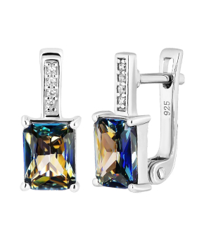 Серебряные серьги с мистик кварцем ‒ Mirserebra925.ru