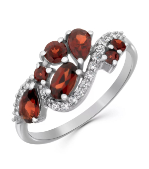 Серебряное кольцо с гранатом – Mirserebra925.ru