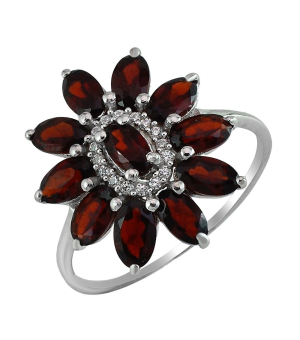 Серебряное кольцо с гранатом – Mirserebra925.ru