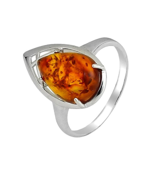 Серебряное кольцо с янтарем ‒ Mirserebra925.ru
