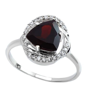 Серебряное кольцо с гранатом – Mirserebra925.ru