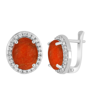 Серебряные серьги с кораллом ‒ Mirserebra925.ru