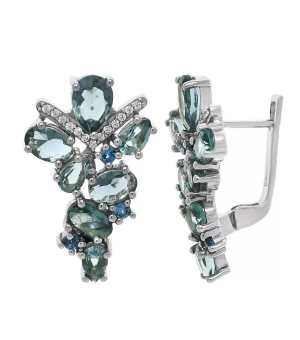 Серебряные серьги с лондон топазом кварц ‒ Mirserebra925.ru