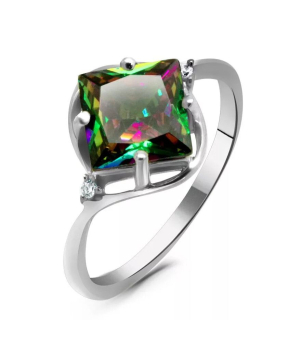 Серебряное кольцо с мистик кварцем ‒ Mirserebra925.ru